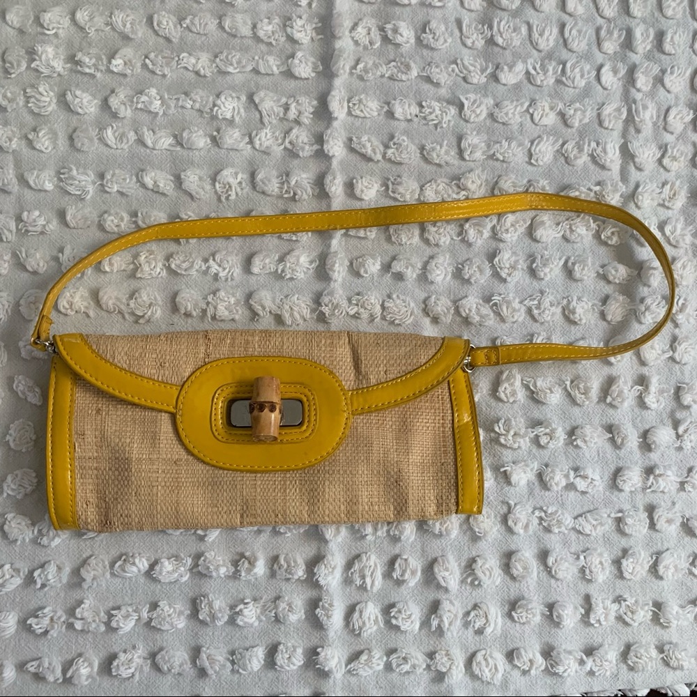 Raffia clutch shoulder bag